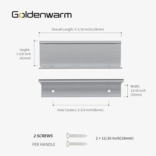 Image of Goldenwarm 15 Pack 3-3 /4in Brushed Nickel Finger Edge Pulls for Cabinets | Aluminum Alloy, Sliver Cabinet Handles, Edge Pulls for Cabinets, Nickel Handles, For Drawers, Dressers, Screws Included