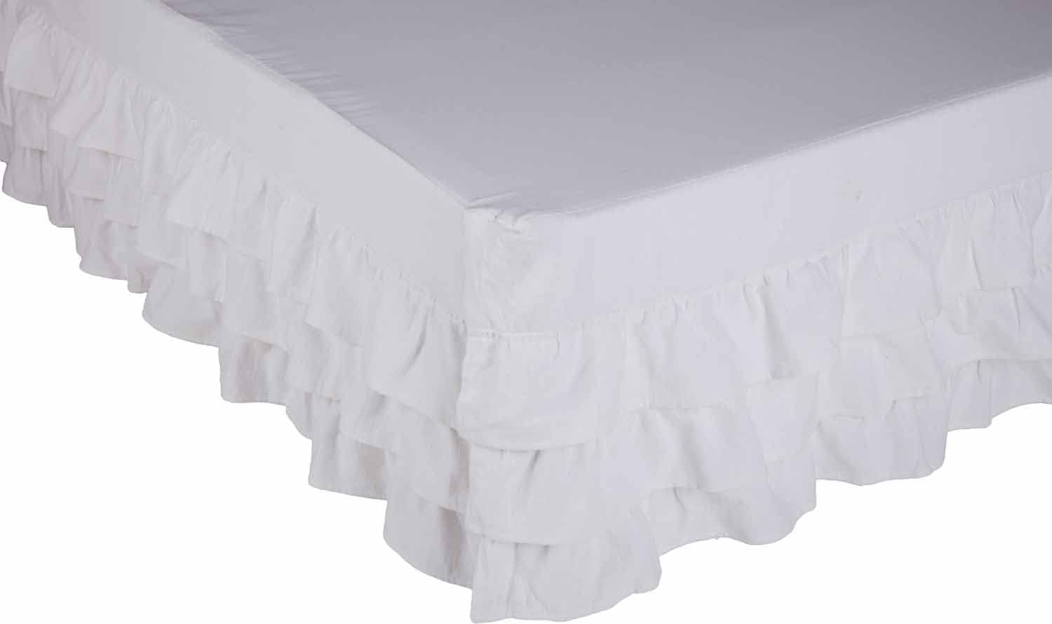 Piper Classic Serenity Queen Bed Skirt 60" W x 80" L x 16" Drop, Crisp White Ruffled Dust Ruffle, Cottage, Vintage, Farmhouse, Shabby Chic
