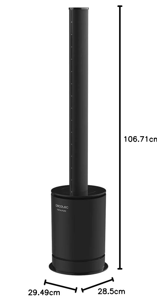 Cecotec Ventilador, Calefactor, Purificador de aire TotalPure Connected Max. Potencia calefacción 2000W, Potencia ventilación 45W, Purificador de Aire, Temporizador, Pantalla LED, 14 Velocidades, APP