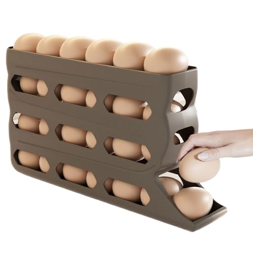 Almacenamiento de huevos para refrigerador, bandeja de huevos automática de 4 niveles, rotación, capacidad 30, antideslizante, fácil de limpiar, ahorro de espacio, para picnic, granja