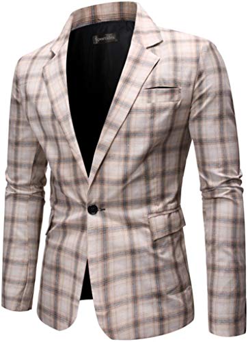 Sportides Men's Casual Slim Fit One Button Blazer Jacket Suits JZA575 White M