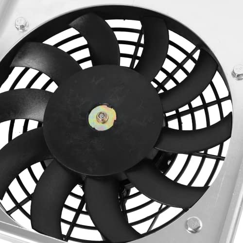 Performance 12V 80W Three 9\" 9inch Electric Radiator Fans + Aluminum Diversion Hood Compatible for Jeep Cherokee XJ 1991-2001