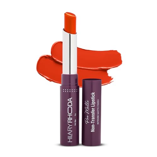 Image of Hilary Rhoda Pro Matte Non-Transfer Lipstick | Waterproof & Smudge-Proof | 12-Hour Long Stay | 24 Shades Available | Highly Pigmented Matte Finish Lipstick | 2g - (Orange | Shade 15)