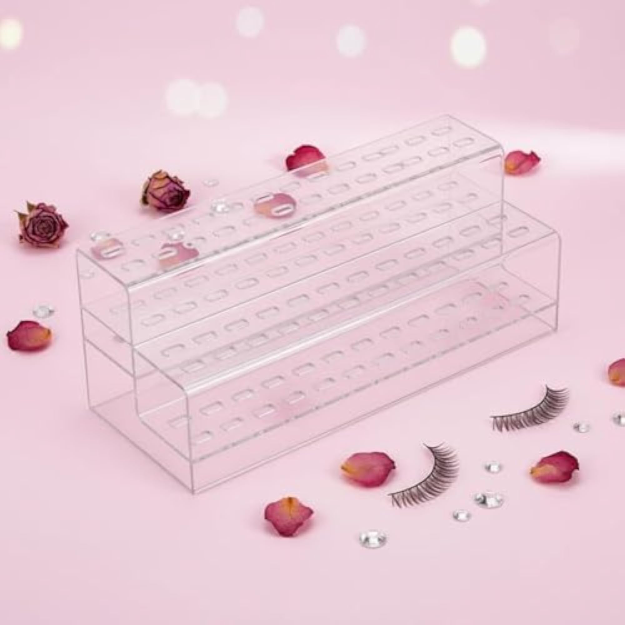Transparent Eyelash Tweezer Stand Organizer, 48 Hole
