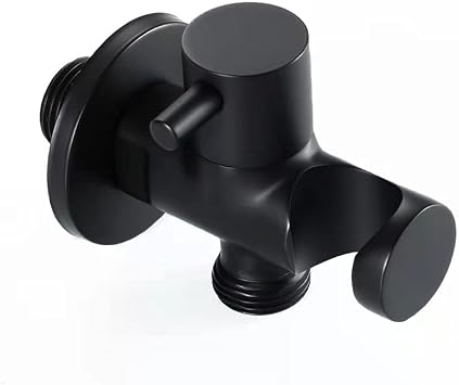 Handheld Shower Head Holder with Hose Connector Shower Head Shut Off Valve Shower Wand Holder Wall Mount Hand Held Shower Handle Sprayer Holder Toilet Bidet Spray Head Bracket Matte Black