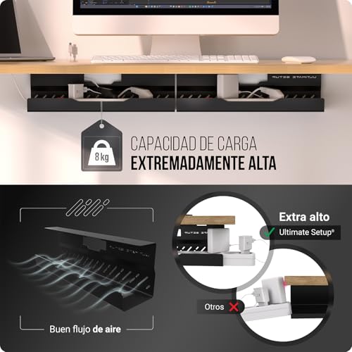 Premium Organizador Cables Escritorio – Cable Management Escritorio - Bandeja Cables Escritorio - Recoge Cables Mesa Escritorio - Soporte Cables Escritorio (Negro, 2er Set) - imagen 4