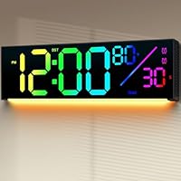 ANSOPER 12" Digital Wall Clock: LED Large Display Clock with Remote, 11 RGB Color Modes, Wall Mount