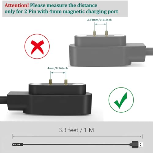 ZGCE Cargador Universal para Smartwatches, Fitness Trackers, 2 Pines Accesorios Smartwatch Cable Compatible con Dispositivos de 4mm Pines, 100cm - imagen 2