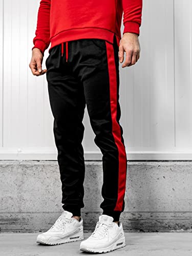 Oyoangle Men's Colorblock Side Stripe Drawstring Waist Sweatpants Athletic Joggers Black S #TOP2