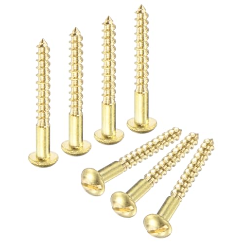 M METERXITY 50-Pack Wood Screws, M2.5 x 22mm Brass Slotted Round Head Self-Tapping Screw Indoor Fasteners for Woodworking/Furniture Repair/Industry/Gardening/DIY Crafts Decorative Screws