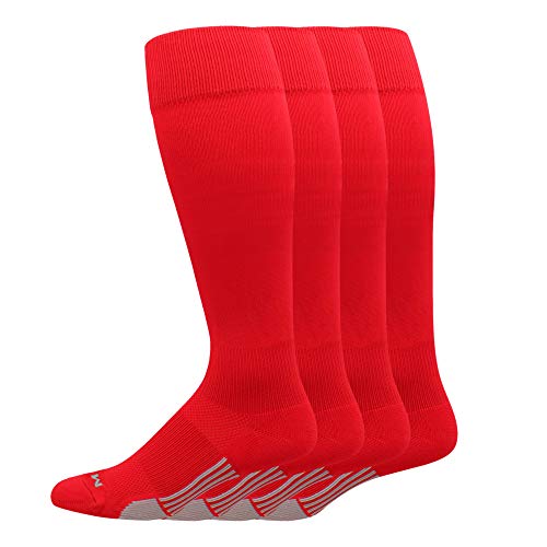 Youper Youth Baseball & Softball Socks Over The Calf Length (Red/Grey - 2 Pairs, Small) #TOP1