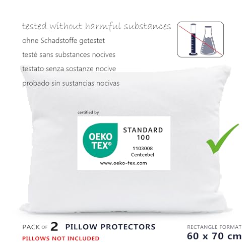 Twillie Waterproof Pillow Protectors (Pack of 2), for 60 x 70 cm Pillows, Oeko-TEX® Certified, Aegis® Hypoallergenic - Image 2