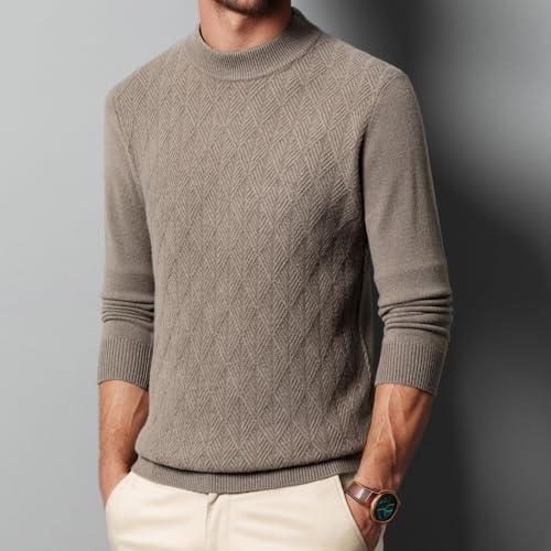 Mens 100% Wool Crewneck Sweater Casual Cable Knit Pullover Sweater Solid Knitted Sweaters4