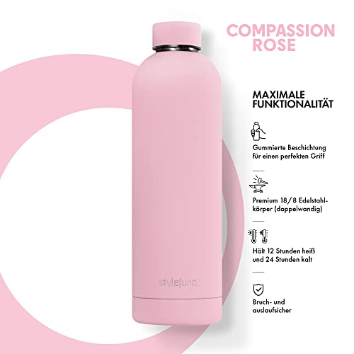 stylefunc. Pure Stainless Steel Drinking Bottle, 500 ml, 750 ml & 1 litre Leak-Proof Thermos Flask - Image 3
