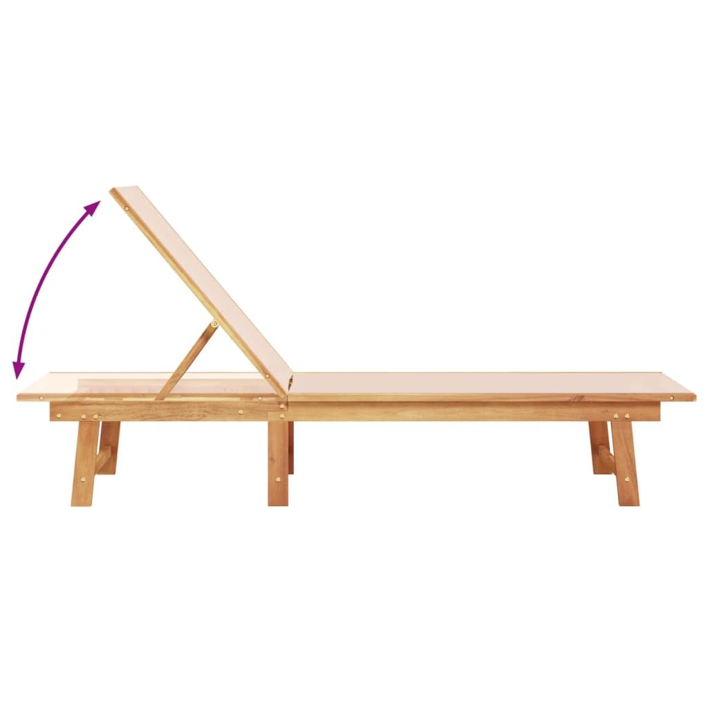 Chaises longues lot de 2 crème bois acacia solide et textilène