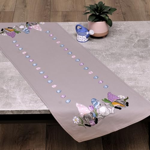 Duftin Stickset Vorgedruckt - Tischläufer 35x95 cm WALDGEHEIMSNISSE - DIY Bastelset Erwachsene zum...