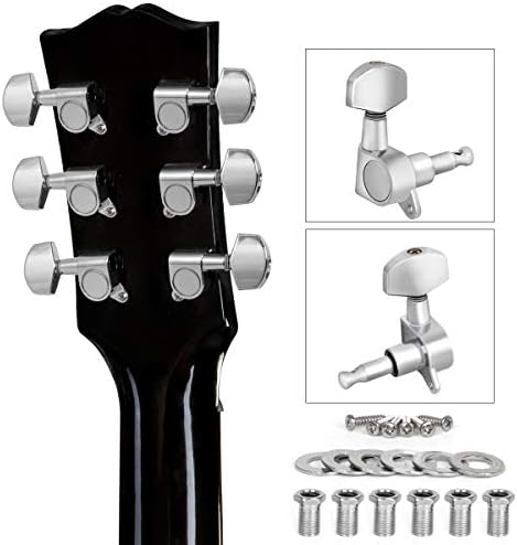 Guitar Tuning Pegs, Tuners Machine 18:1 3L3R Tuner Keys Heads Closed Chrome for Guitars Luthier DIY Repair (Shape A)