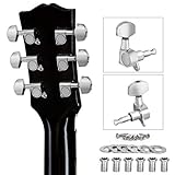 Guitar Tuning Pegs, Tuners Machine 18:1 3L3R Tuner Keys Heads Closed Chrome for Guitars Luthier DIY Repair (Shape A)