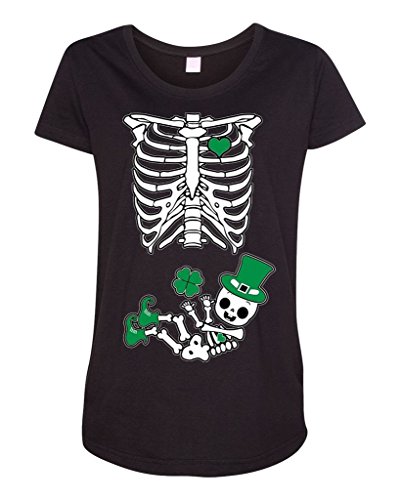 St.Patrick Baby Skeleton Maternity DT T-Shirt Tee (Large, Black)