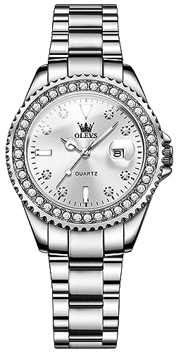 Image of OLEVS Womens Watches Diamond Luxury Dress Gold Wrist Watch Stainless Steel Waterproof Luminous Date