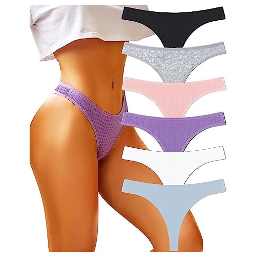 FINETOO Pacote com 6 tangas de algodão para mulheres, calcinhas de biquíni respiráveis de cintura baixa, calcinha fio dental sexy, P-GG, Conjunto 5 - pacote com 6, M