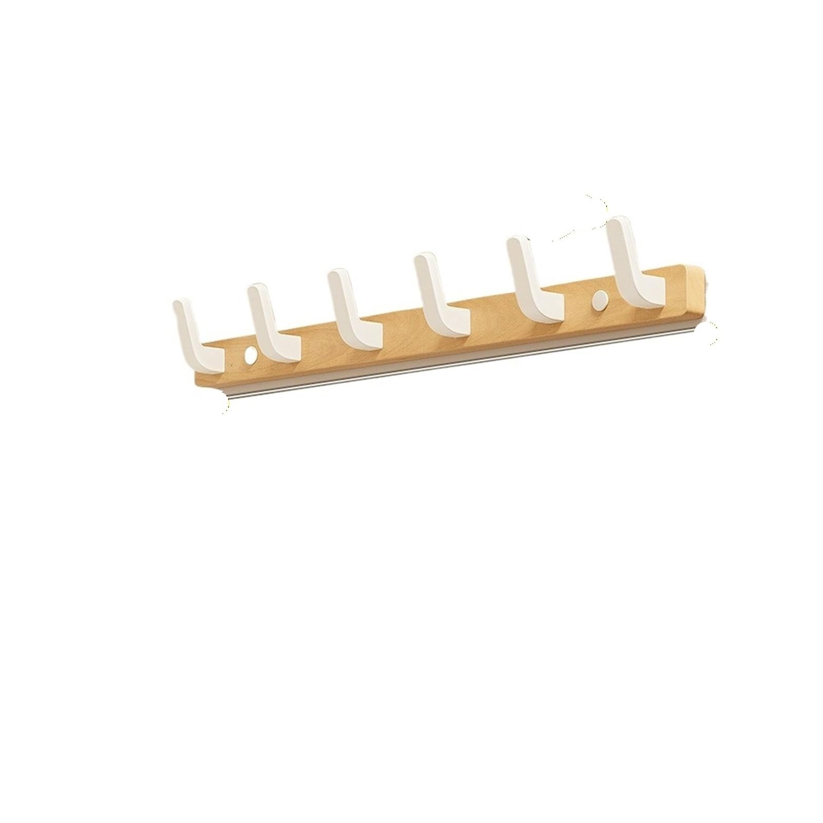 HRXEXSBAM Walnut Wood Wall Mount Coat Rack, Rustic Heavy Duty Entryway Hooks for Clothes Towels Keys(6 White Hooks)