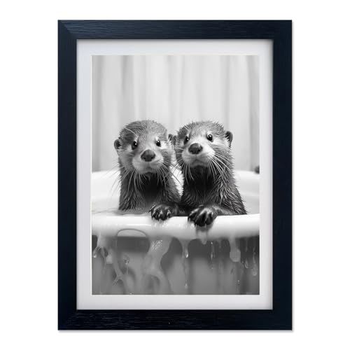 Otters In Bathtub Framed Wall Art