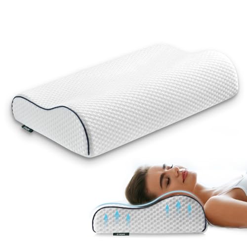 Z-hom Oreiller en Mousse à mémoire de Forme, 59x 39 x 10/12 cm, Ergonomique Coussin de Soutien Cervical, Coussin de positionnement latéral, Coussin orthopédique (Blanc)