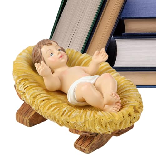 Jesuskind Figur | Weihnachten Baby Jesus und Krippe Set | Kind in...