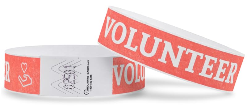100 Pack Tyvek Wristbands for Ticket Event Concert, Carnival, Waterparks, Party Bracelets for Events (Volunteer)