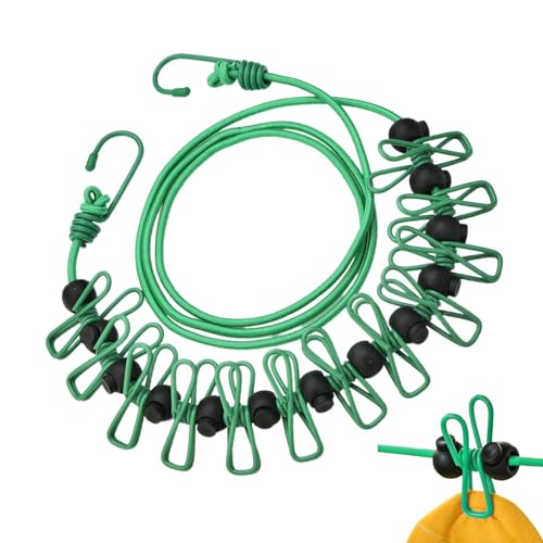 Travel Washing , Washing Rope, Camping Clothesline, Drying , Elastic Clothes Drying Lines with Windproof Clips for Balcony, Bathroom, Backyard