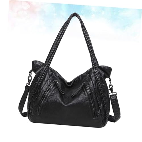 Sac à main élégant en cuir tissé noir au design rétro chic et raffiné