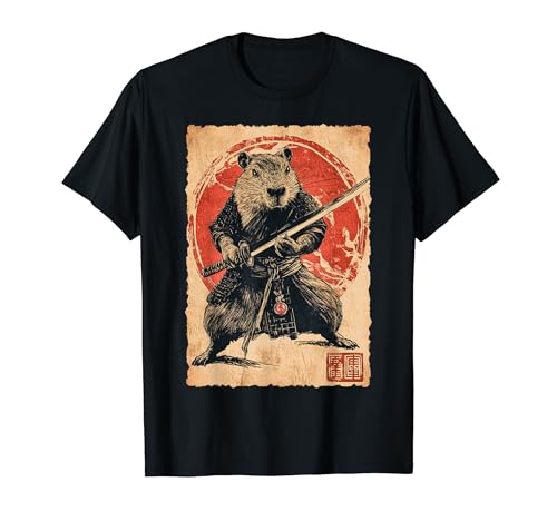 Katana vintage art japonais Capybara Ninja Samourai Warrior T-Shirt