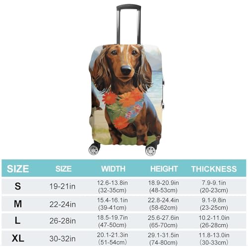 Dachshund Tropical Painting Art Luggage Cover, Washable Elastic Suitcase Cover Protector Fit 18-32 Inch Luggage2