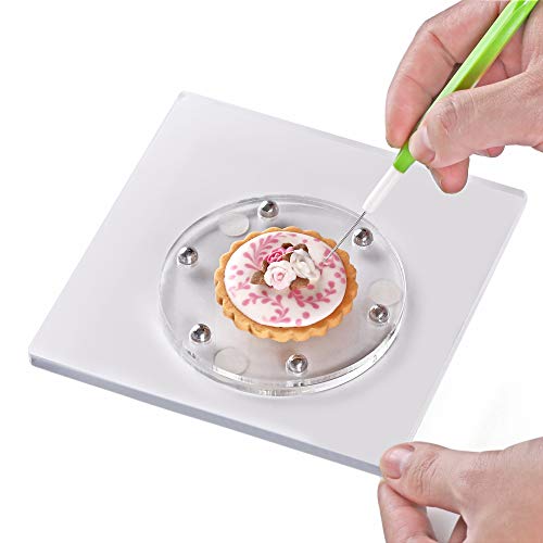 Kasmoire - Cupcake para decoración de galletas, incluye alfombrilla antideslizante de silicona de fácil control y conveniente, 12,7 x 14,7 cm, gruesa, acrílica, cuadrada