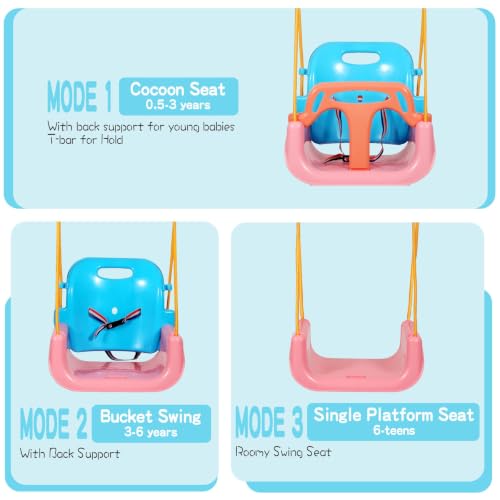 Image of RedSwing 3-in-1 Swing Seat, Blue Pink Orange