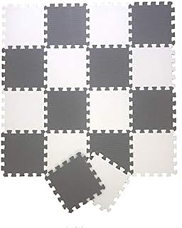 Interlocking Foam Tiles Foam Mats for Kids Floor Mats Play Mat Puzzle Mats White and Grey (18pcs Thick Tiles)