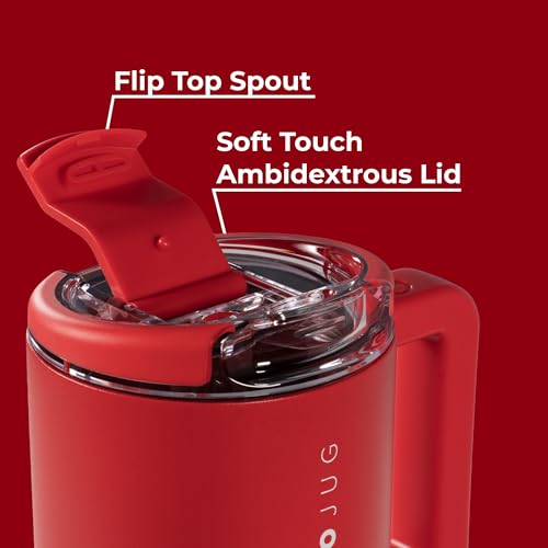 HydroJug Coffee Traveler 20 oz - Leak-Resistant, Ceramic-Lined Insulated Travel Coffee Mug for Hot or Cold Drinks with Flip Lid & Handle, Dishwasher Safe Coffee Tumbler, Alumni Red #3