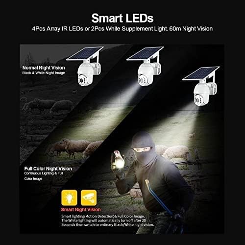 SMARTVISION 5MP 4G Sim Card QHD Solar Outdoor Surveillance Camera,360 Degree Pan/Tilt Rotation