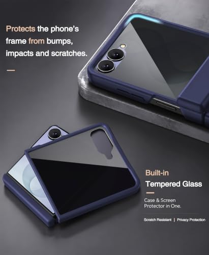 Image of STORMTAL for Samsung Galaxy Z Flip 8 Case with Privacy Screen Protector, [Compatible with Magsafe], [Full Body Hinge Protection], Magnetic Slim Case for Z Flip 8 Case Blue