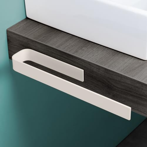 Bürstenking Handtuchhalter ohne Bohren – 39 cm – Selbstklebender Handtuchhalter – einarmige Halterung für Badetuch, Handtuch – moderner Handtuchhalter klebend – Beige/Cremeweiß