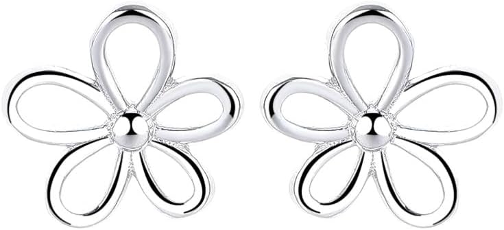 Stud Earrings Hypoallergenic Flower Little Cartilage White Gold Plated Silver Piercing Jewelry Small Earrings for Women Teen Tiny Mini Daisy Polished Brass- 12