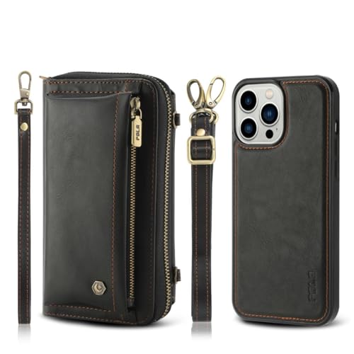 Étui portefeuille iPhone 17 noir avec sangle idéal pour voyager léger au quotidien