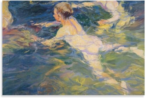 Joaquin Sorolla Nageurs Affiche Toile Moderne Déco Salon 40x60cm