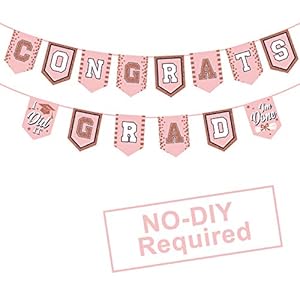 Party Greeting Roségold Congrats Grad Banner