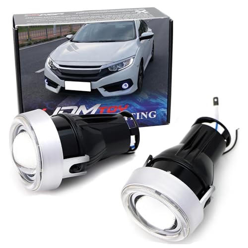 iJDMTOY OEM Replace Xenon White LED Halo Angel Eyes Projector Lens Retrofit Fog...