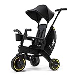 DOONA Liki Baby Trike S5 - Midnight Premium Limited Foldable Toddler Tricycle with parent handle for ages 10 Months to 3 Years