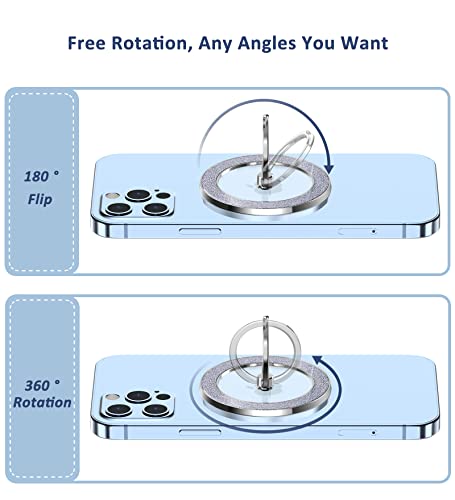 Magnetic Phone Ring Holder For Magsafe - Pikabo Magnetic Phone Grip, Phone Stand, Phone Finger Ring For Iphone Magsafe, Compatible With Wireless Charging. (Glitter Silver) #TOP3