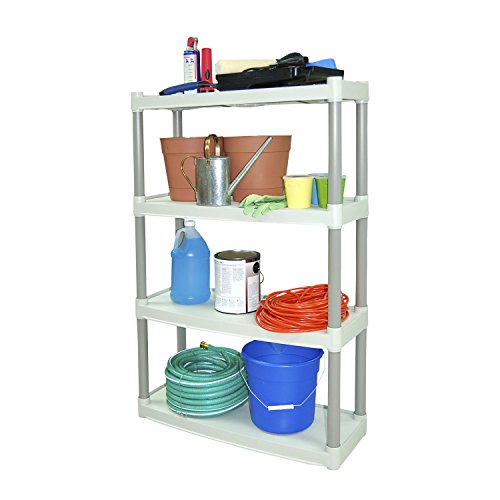 Plano Molding 907-003 4 Shelf Utility Shelving | Plastic Shelving for Organization & Storage
