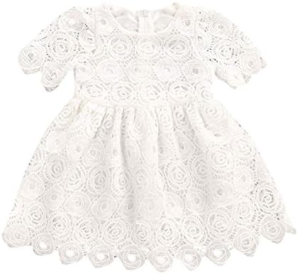 BELS Baby Girls Princess Dress Lace Flower White Party Wedding Summer Dress Clothes (White2,6-12M)